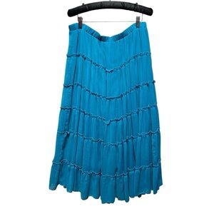 Teal Tiered Ruffle Midi Skirt Boho Flowy Beach XL
Colorful Coastal Spring Summer